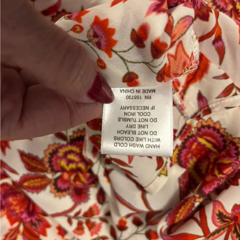 Rose & Olive Floral Blouse - White, Red & Orange - Picture 7 of 7